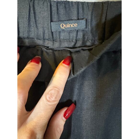 Quince Black 100% European Linen Black Wide Leg Pull-on Pants 1X Minimalist Plus - Picture 6 of 13